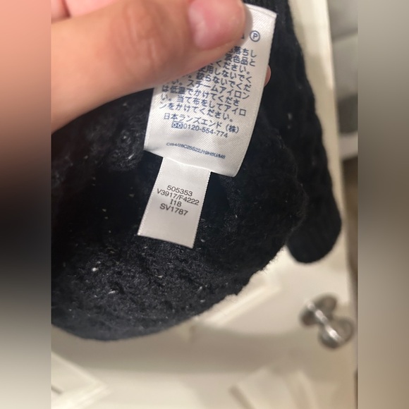 Land's End Wool Blend Chunky Fisherman Cable Knit Speckled Turtleneck Sweater - Picture 5 of 6